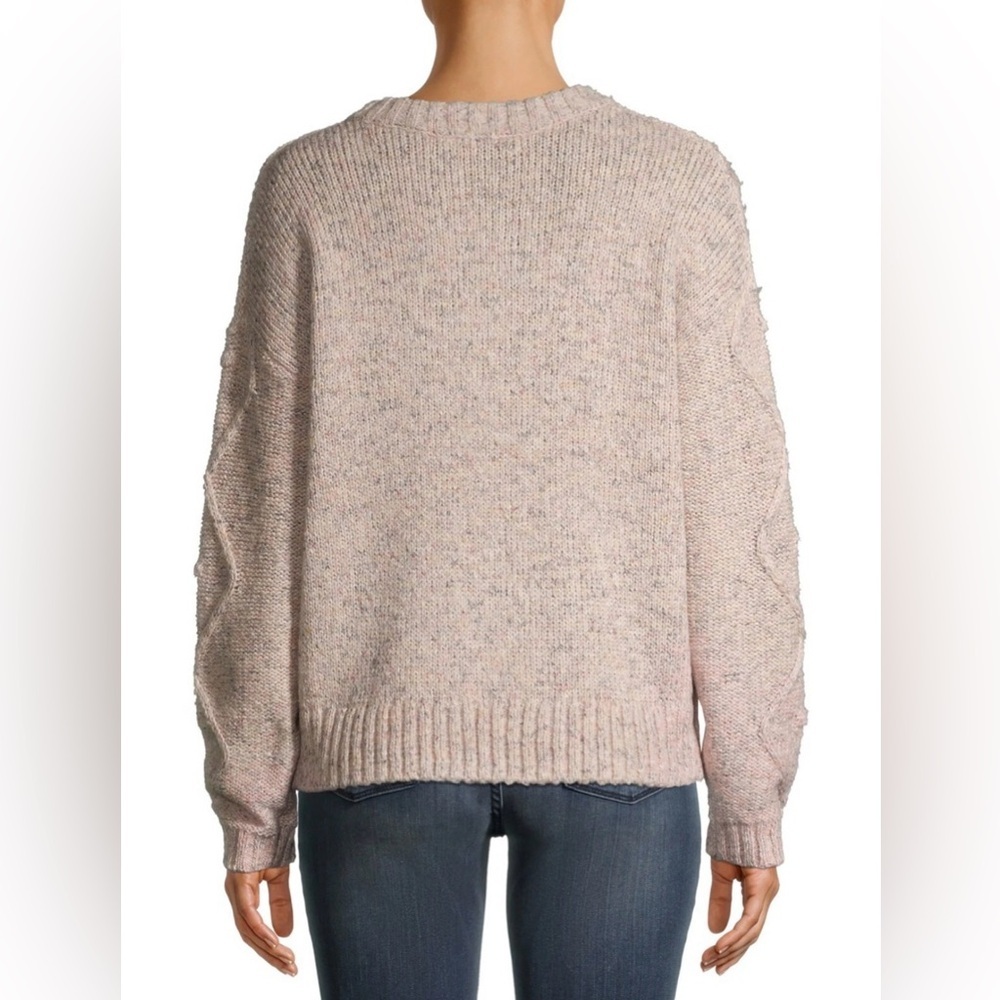 Time and Tru Women's Cable Knit Sweater - Light Pink Beige - Picture 3 of 9